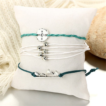 Vibre and Silver-Plated Mountain Peak Bracelet Set, jewelry gift sets for women, dainty minimalist design, detail close-up