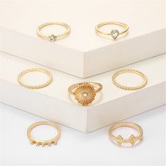 Cubic Zirconia & 18K Gold-Plated Teardrop Ring Set