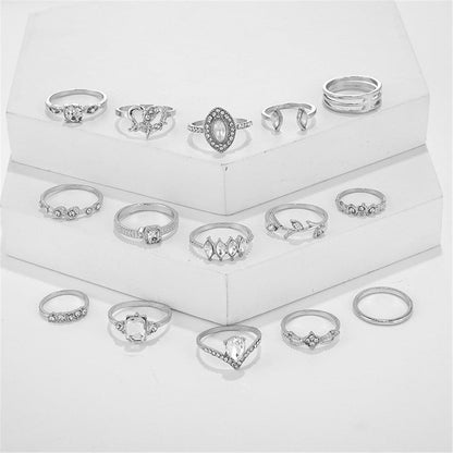 Cubic Zirconia and Silver-Plated Heart Ring Set, jewelry gift sets for women, elegant gift for her, side view