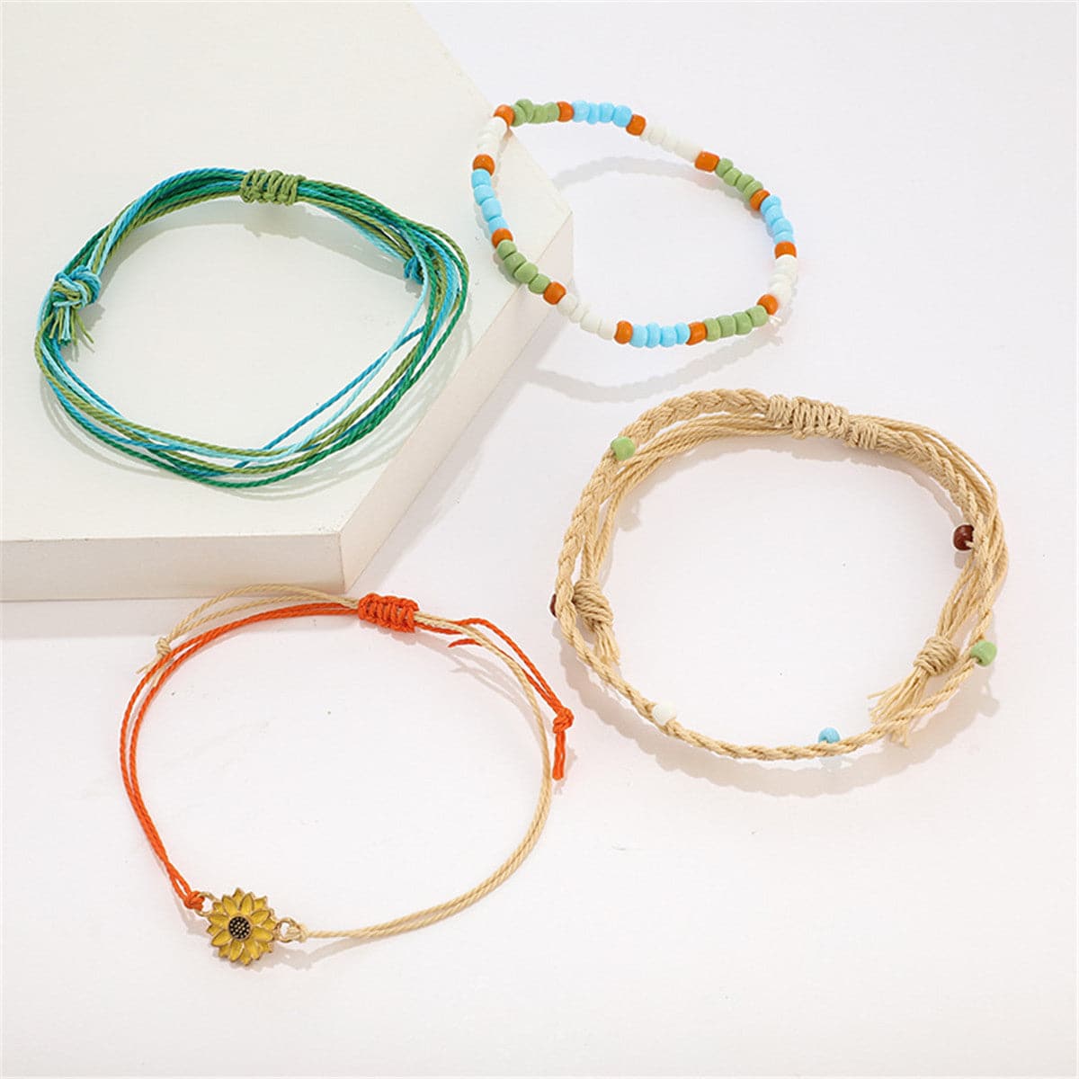 Howlite & Yellow Enamel Mum Beaded Bracelet Set