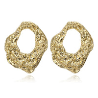18k Gold-Plated Wrinkled Geometry Hoop Drop Earrings