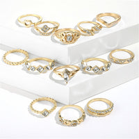 Cubic Zirconia & 18k Gold-Plated Open Alternating Heart Ring Set