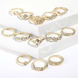 Cubic Zirconia & 18k Gold-Plated Open Alternating Heart Ring Set