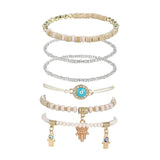 Turquoise & 18K Gold-Plated Hamsa Heart Bracelet Set
