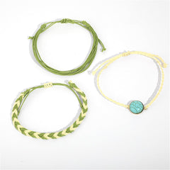 Turquoise & Polyster 18K Gold-Plated Braided Bracelet Set