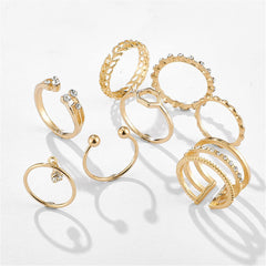 Cubic Zirconia & 18K Gold-Plated Openwork Octagon Ring Set