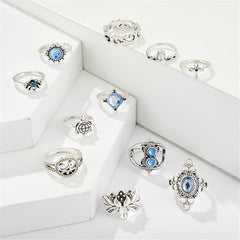 Cubic Zirconia & Silver-Plated Tortoise Ring Set