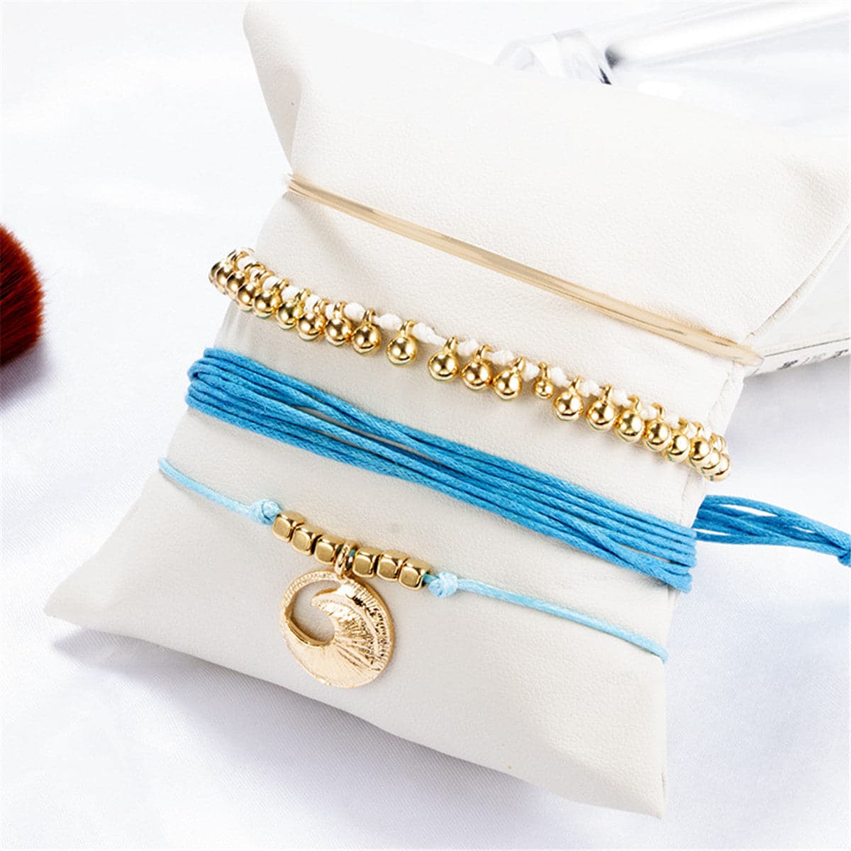 Blue & 18K Gold-Plated Wave Charm Bracelet Set