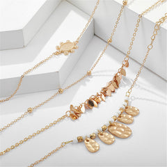 Howlite & 18K Gold-Plated Leaves Bracelet Set