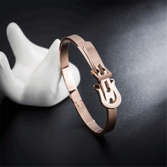 18K Rose Gold-Plated Belt Bangle