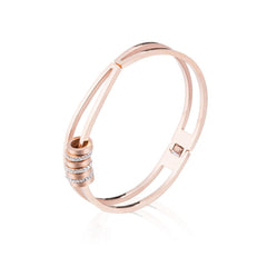 Cubic Zirconia & 18K Rose Gold-Plated Coil Bangle