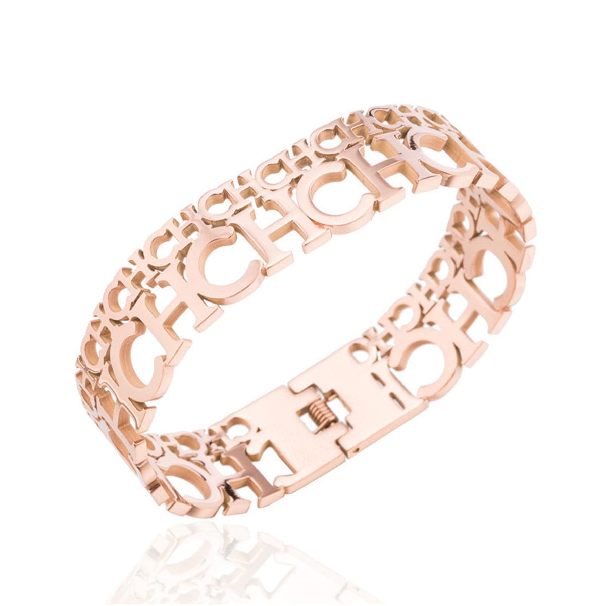 18k Rose Gold-Plated 'CH' Bangle - streetregion