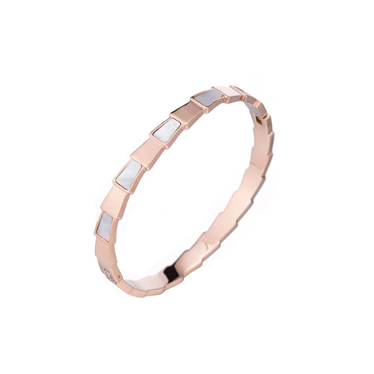 18K Rose Gold-Plated Ladder Bangle, rose gold bangle bracelet, everyday style, front view