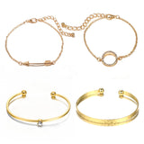 Cubic Zirconia & 18k Gold-Plated Arrow Cuff & Bracelet Set