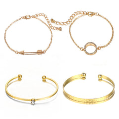Cubic Zirconia & 18K Gold-Plated Arrow Cuff & Bracelet Set