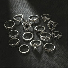 Cubic Zirconia & Resin Silver-Plated Sunflower Ring Set