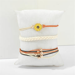 Orange & Yellow Sunflower Charm Bracelet Set