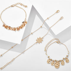 Howlite & 18K Gold-Plated Leaves Bracelet Set