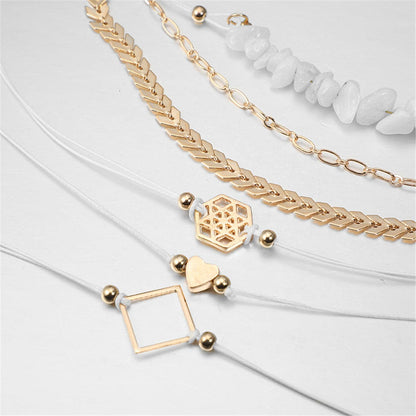 White Resin and 18K Gold-Plated Geometric Charm Bracelet Set, jewelry gift sets for women, lifestyle look