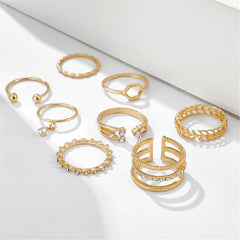 Cubic Zirconia & 18K Gold-Plated Openwork Octagon Ring Set