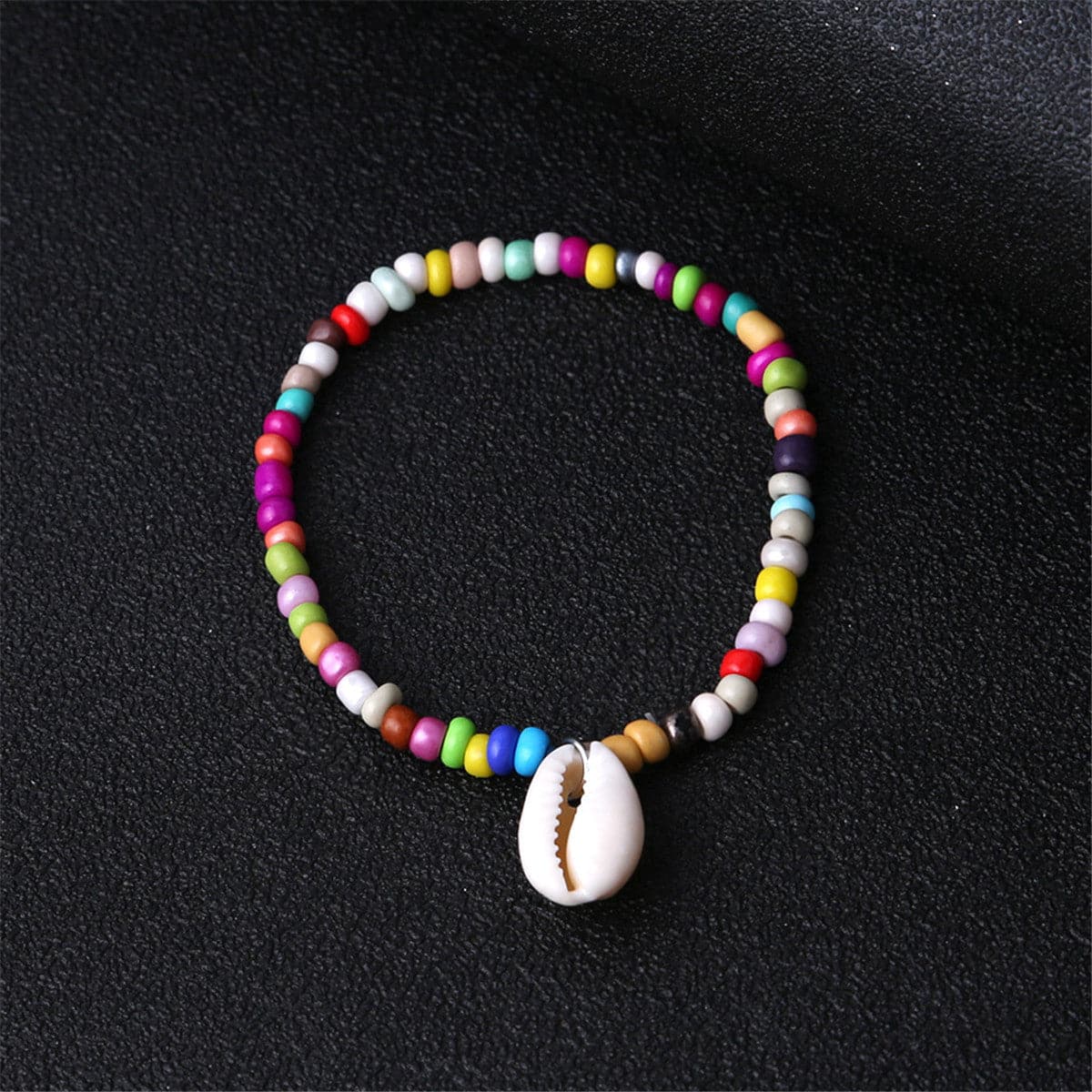 Teal Multicolor Howlite and Shell Charm Anklet, anklet bracelet, botanical inspired, styled look