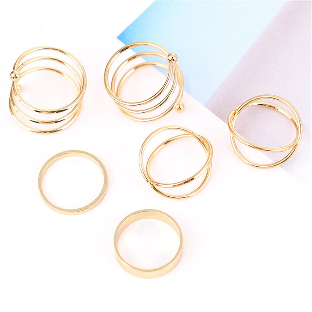 18K Gold-Plated Simplicity Stackable Ring Set, jewelry gift sets for women, botanical inspired, lifestyle look