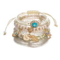 Turquoise & 18K Gold-Plated Hamsa Heart Bracelet Set