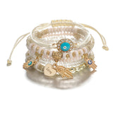 Turquoise & 18K Gold-Plated Hamsa Heart Bracelet Set