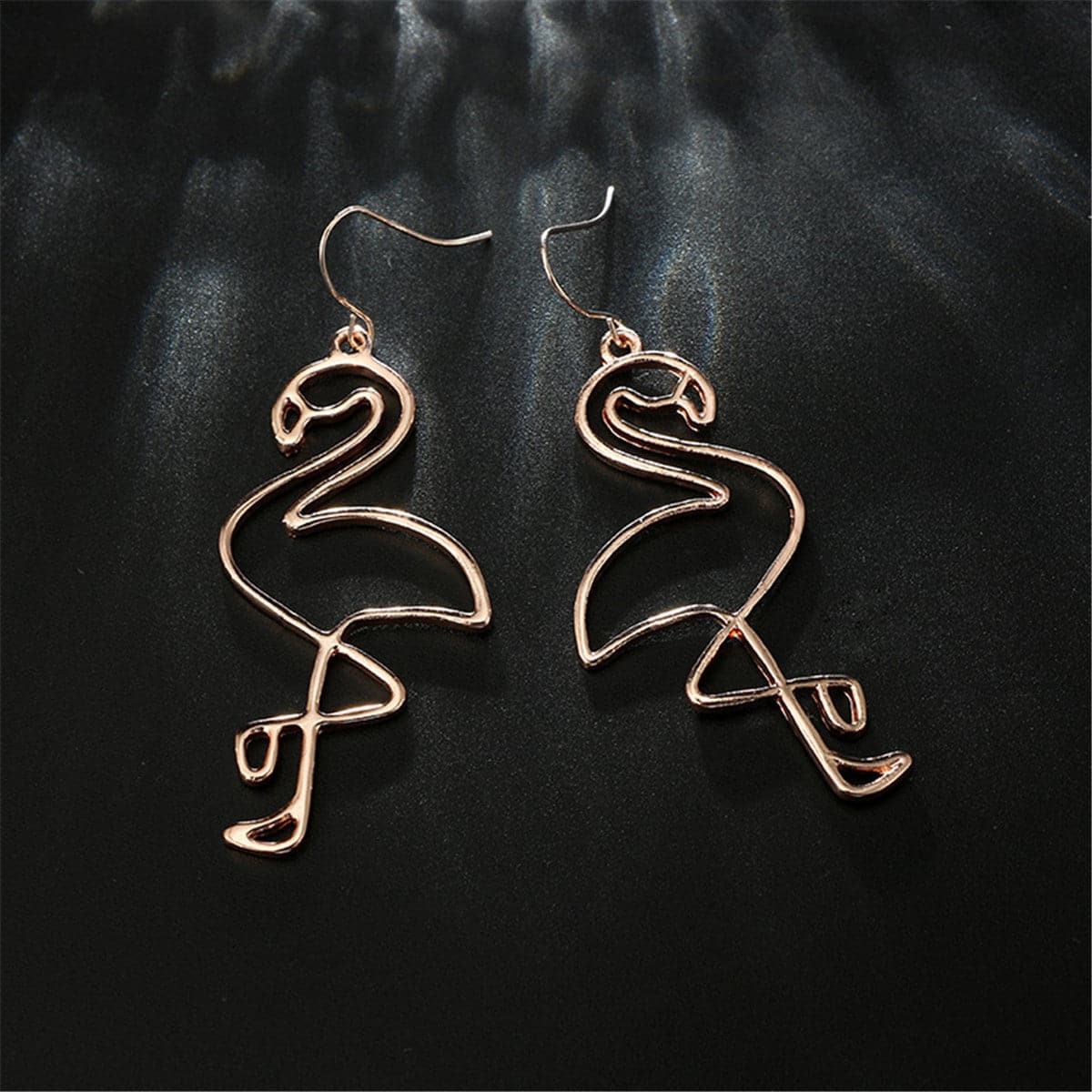18K Gold-Plated Flamingo Drop Earrings, gold drop earrings for women, botanical inspired, lifestyle look