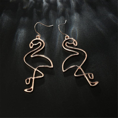 18K Gold-Plated Flamingo Drop Earrings, gold drop earrings for women, botanical inspired, lifestyle look