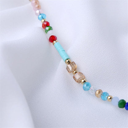 Blue Acrylic and 18K Gold-Plated Beaded Anklet, gold anklet bracelet, elegant gift for her, side view