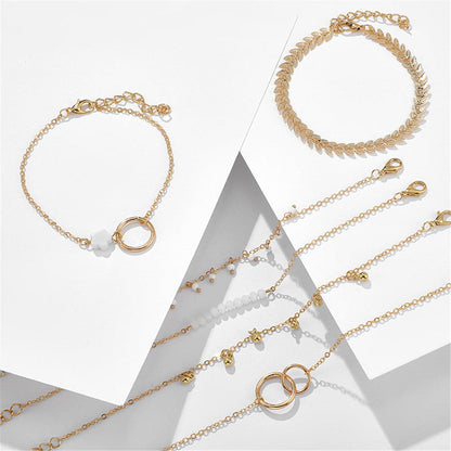 18K Gold-Plated Leaf Bracelet Set, jewelry gift sets for women, everyday style, styled look