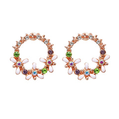 Crystal & Cubic Zirconia Flower Stud Earrings