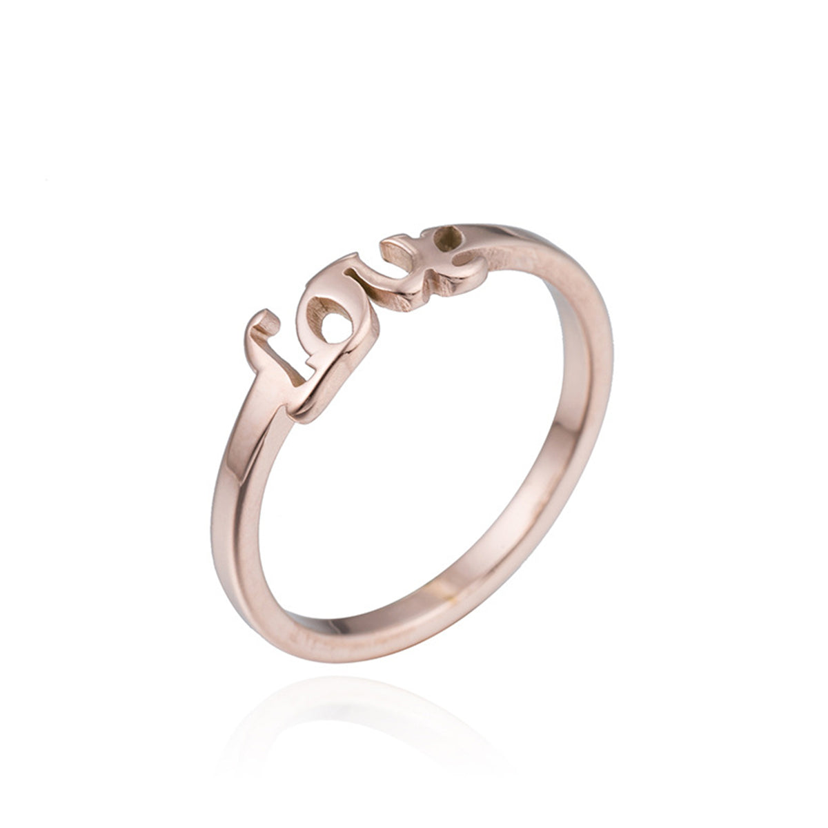 18K Rose Gold-Plated 'Love' Band, rose gold statement rings for women, vintage-inspired design, detail close-up