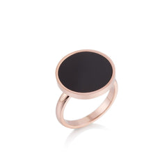 18K Rose Gold-Plated & Black Band Ring