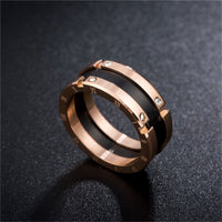 Cubic Zirconia & 18k Rose Gold-Plated Roman Numeral Band