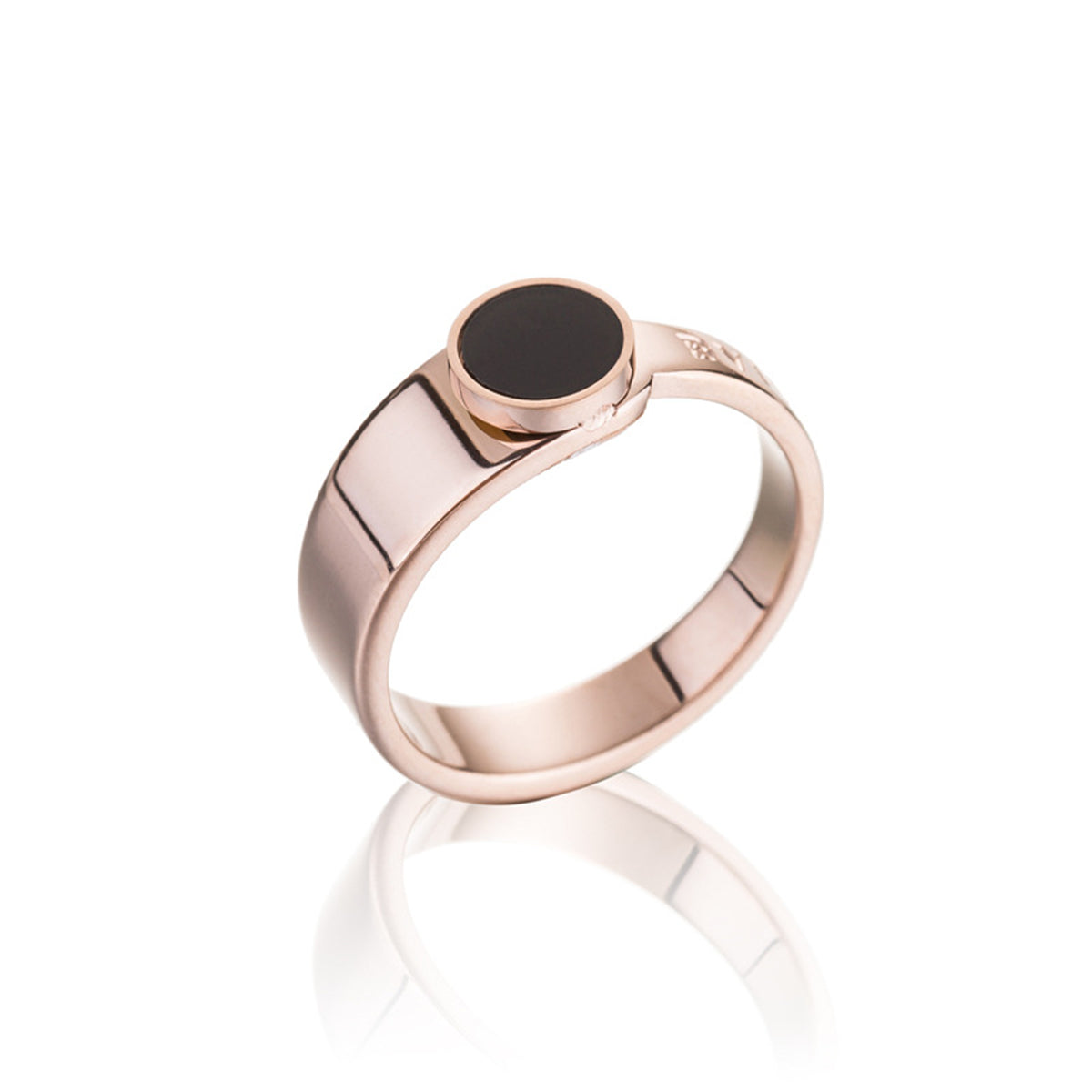 Black and 18K Rose Gold-Plated 'Bvicurl' Ring, rose gold statement rings for women, dainty minimalist design, detail close-up