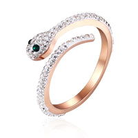 cubic zirconia & 18k Rose Gold-Plated Snake Ring - streetregion