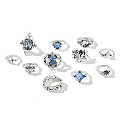 Cubic Zirconia and Silver-Plated Tortoise Ring Set, jewelry gift sets for women, dainty minimalist design, lifestyle look