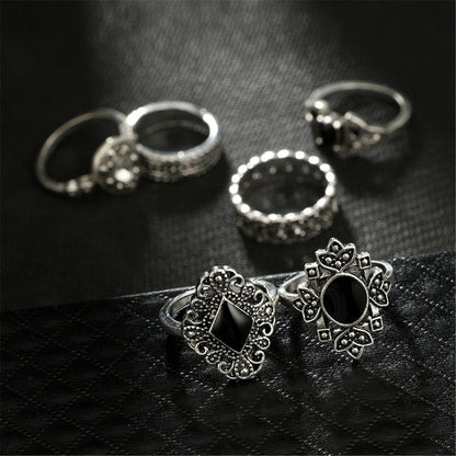 Cubic Zirconia and Resin Silver-Plated Sunflower Ring Set, jewelry gift sets for women, vintage-inspired design, styled look