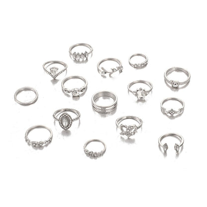 Cubic Zirconia and Silver-Plated Heart Ring Set, jewelry gift sets for women, elegant gift for her, lifestyle look