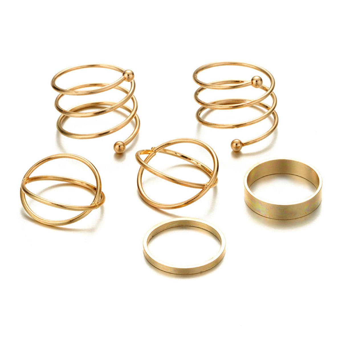 18K Gold-Plated Simplicity Stackable Ring Set, jewelry gift sets for women, botanical inspired, side view