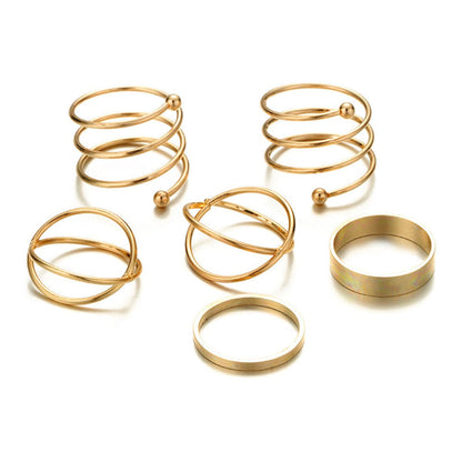 18K Gold-Plated Simplicity Stackable Ring Set, jewelry gift sets for women, botanical inspired, side view