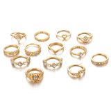 Cubic Zirconia & 18k Gold-Plated Open Alternating Heart Ring Set