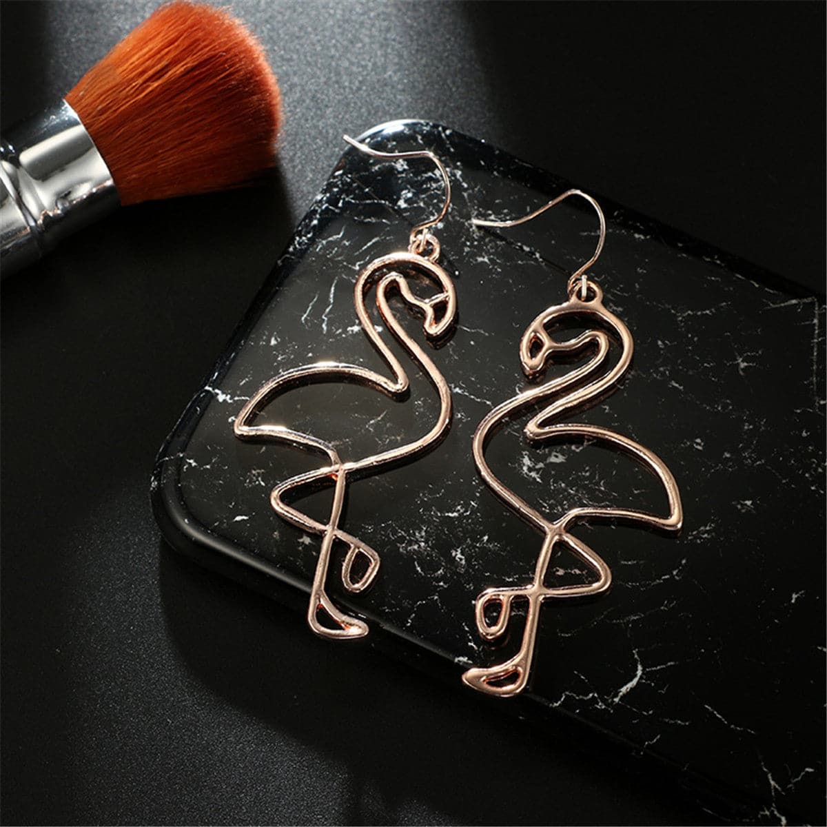 18K Gold-Plated Flamingo Drop Earrings, gold drop earrings for women, botanical inspired, styled look
