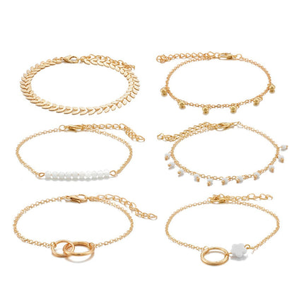 18K Gold-Plated Leaf Bracelet Set, jewelry gift sets for women, everyday style, side view