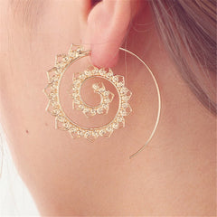 18K Gold-Plated Openwork Petal Spiral Drop Earrings