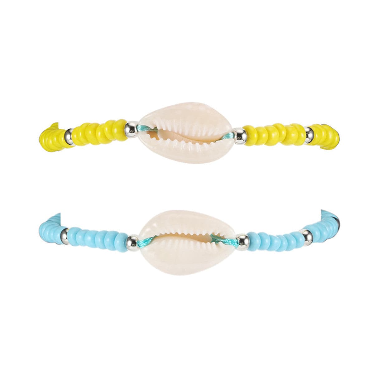 Shell & Turquoise Stretch Bracelet Set