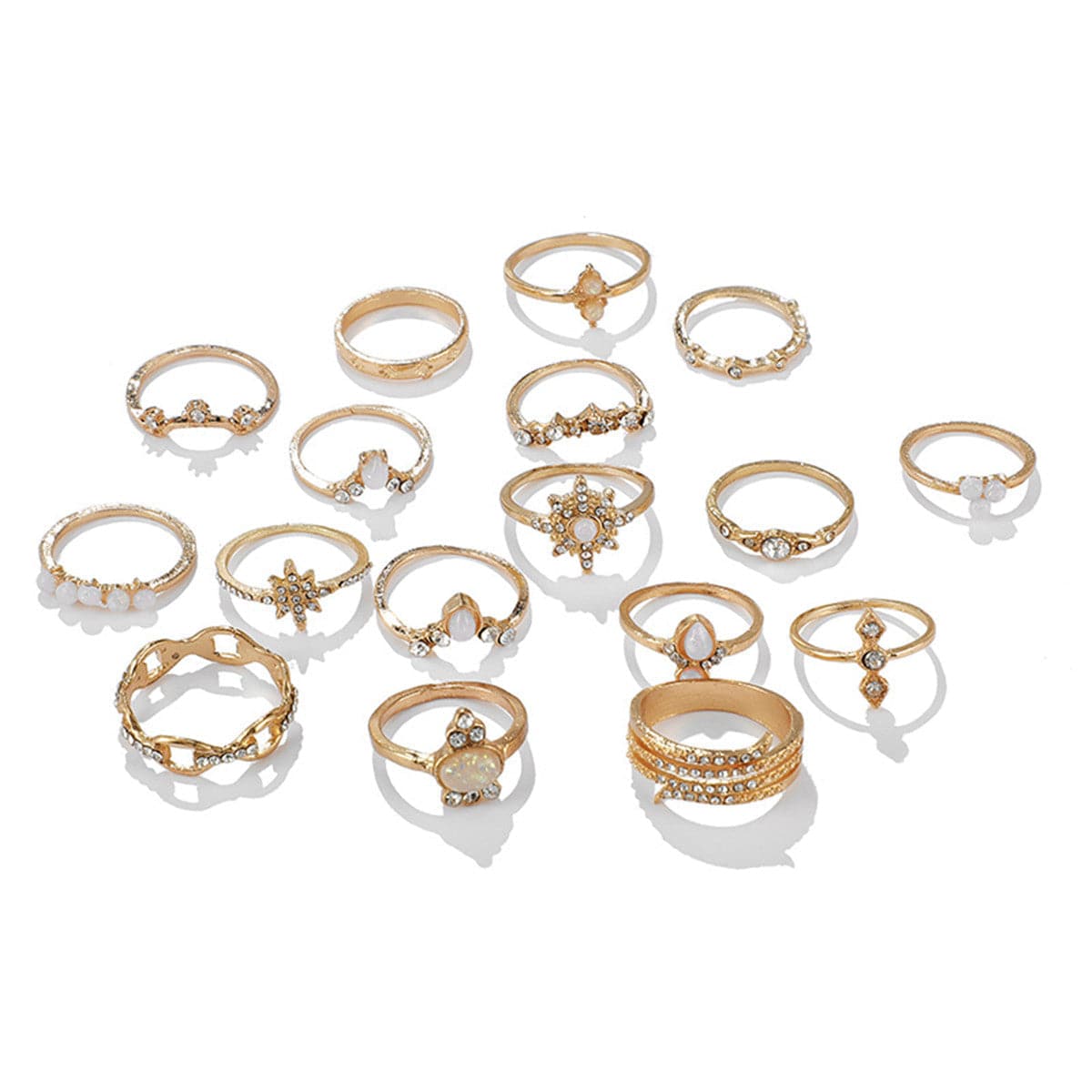 Cubic Zirconia & 18K Gold-Plated Snowflake Ring Set