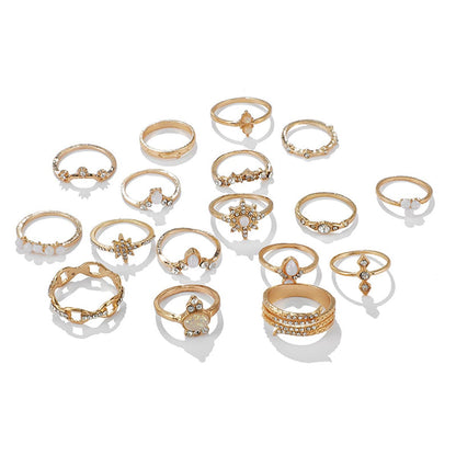 Cubic Zirconia and 18K Gold-Plated Snowflake Ring Set, jewelry gift sets for women, elegant gift for her, styled look
